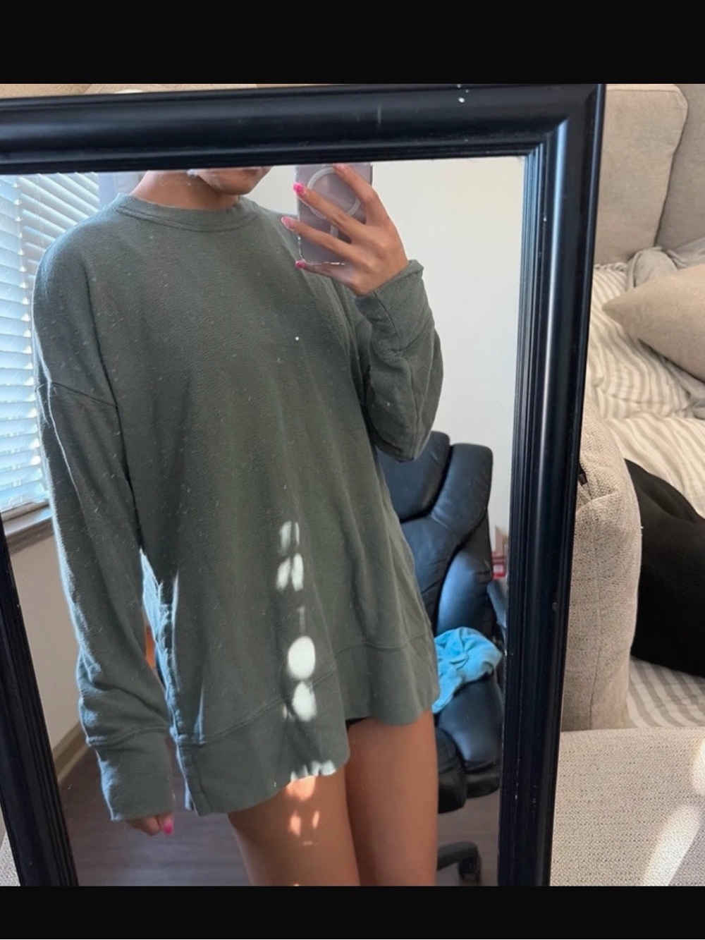 aerie Olive Green Relaxed Crewneck Sweater